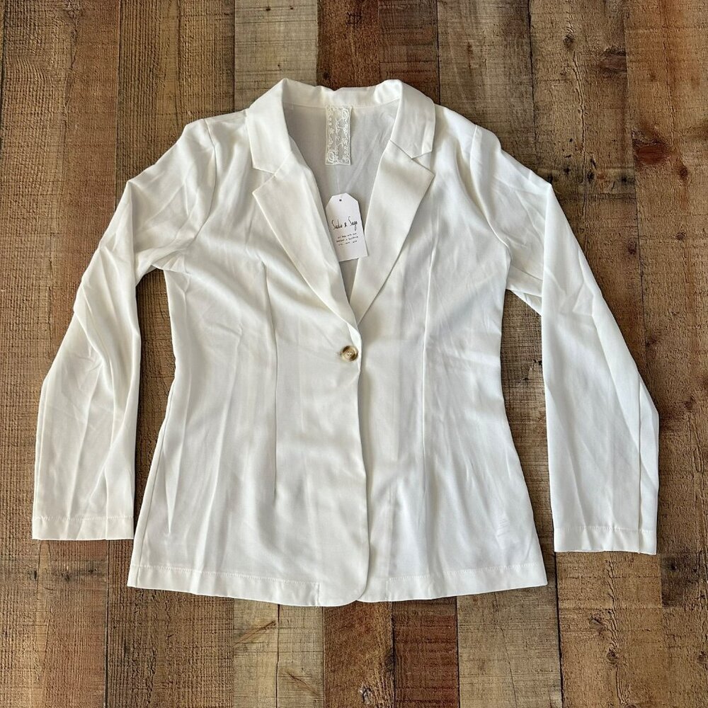 Sadie & Sage Womens Size Small The Vow Blazer White Light Weight Jacket
